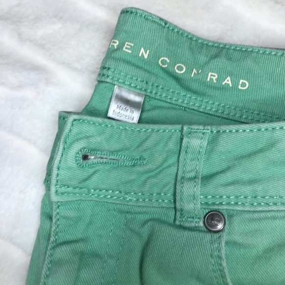 EUC $50 LC Lauren Conrad Women's 4 Cropped Capri Style Green Denim Summer Jeans - Picture 5 of 13